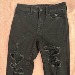 American Eagle Black Distressed Jeans